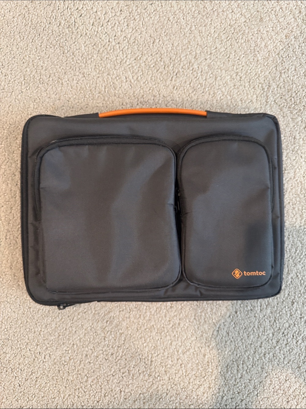 tomtoc Gray Laptop Sleeve with Orange Accents 13 inch